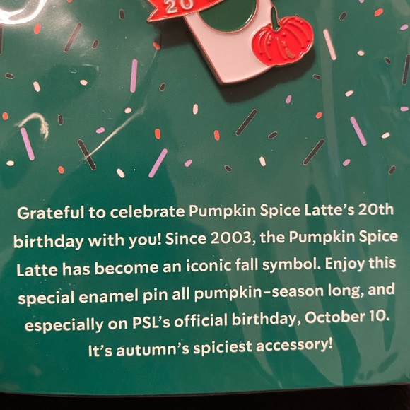 NWT Starbucks Pumpkin Spice Latte Anniversary Pin - Picture 2 of 4